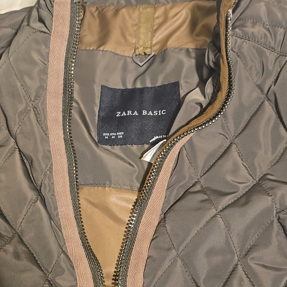 Zara Basic Quilted Olive Brown Jacket - image 3